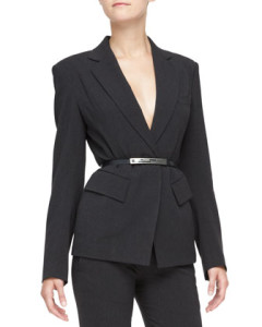 neiman marcus - matte silvertone buckled belt jacket 995